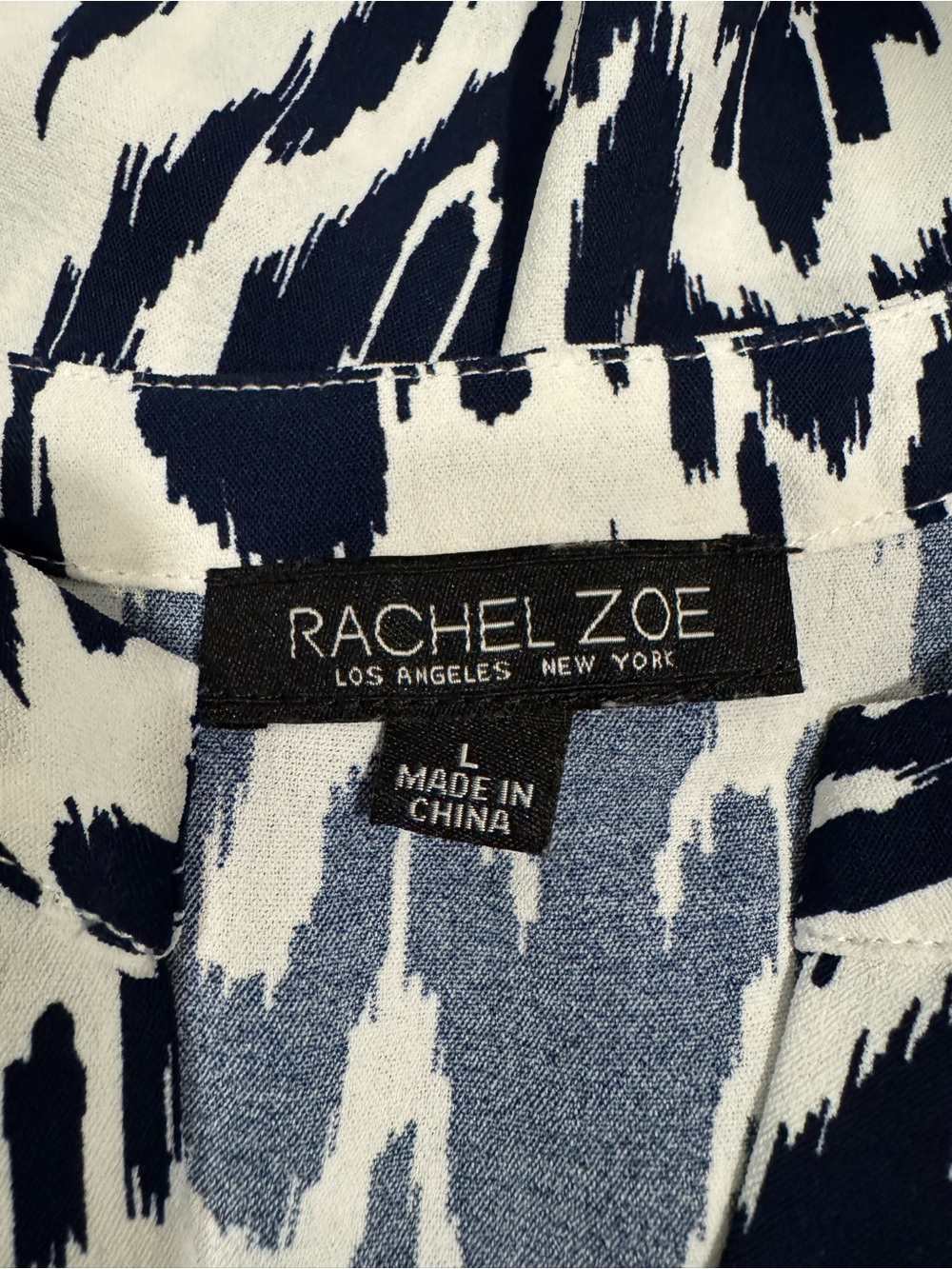 NWOT Rachel Zoe Women's Navy and White Ikat Beach Cover-Up Dress - Picture 3 of 3